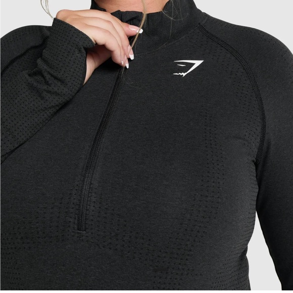 Gymshark Vital Seamless 2.0 1/2 Zip Pullover size XS black - Picture 1 of 8